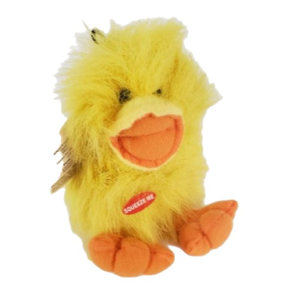 Zanies Fluff A Duck Yellow Squeak Dog Toy 6"