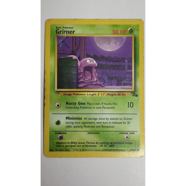 Excellent Grimer 48/62 Fossil Set Pokemon Card