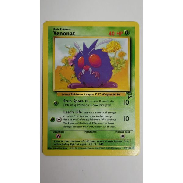 Near Mint Venonat 97/130 Base Set 2 Pokemon Card