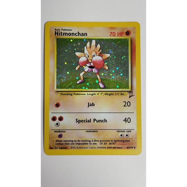 Near Mint Hitmonchan 8/130 Base Set 2 Pokemon Card