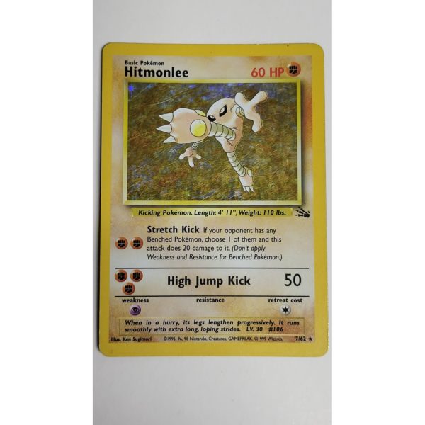 Near Mint Hitmonlee 7/62 Fossil Set Pokemon Card