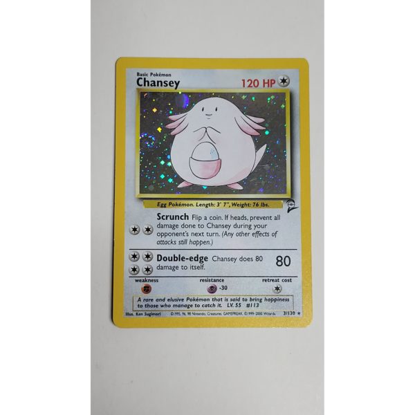 Near Mint Chansey 3/130 Base Set 2 Pokemon Card