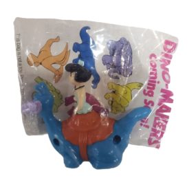 1991 Denny's Flintstones Dino-Racers Betty Rubble on Dinosaur Pull Back Toy