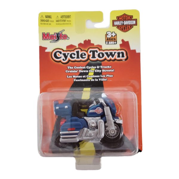 2007 Maisto Cycle Town Harley Davidson Motorcycle Blue & Silver Diecast 1:64 Scale