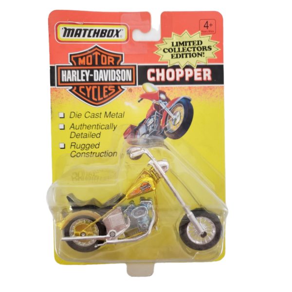 1993 Matchbox Harley Davidson Chopper Motorcycle Gold Diecast 1:20 Scale