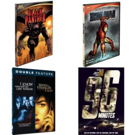DVD Assorted Movies 4 Pack Fun Gift Bundle: Marvel Knights: Black Panther Slim Case  Marvel Knights: Iron Man - Extremis Slim Case  Double Feature - I Know What You Did Last Summer / When A Stranger Calls  96 Minutes