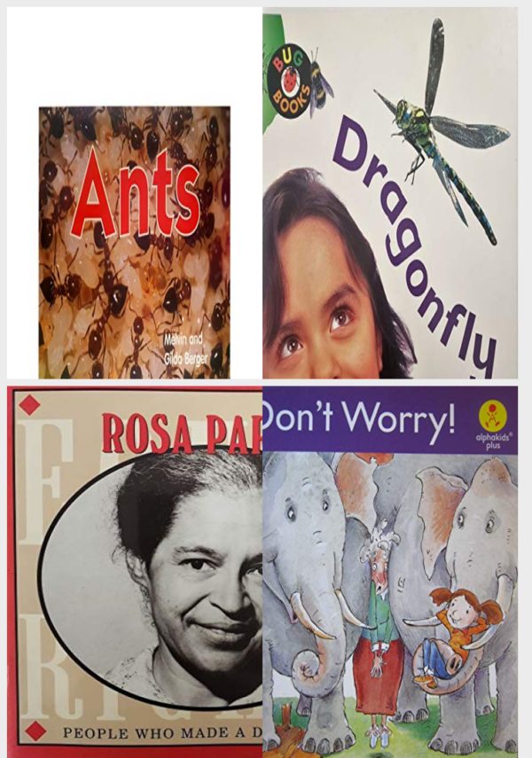 Children's Fun & Educational 4 Pack Paperback Book Bundle (Ages 3-5): Ants Scholastic Time-to-Discover Readers, Dragonfly Bug Books, People Who Made A Difference Series: Rosa Parks, Dont Worry! Alphakids Plus