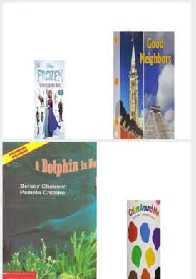 Children's Fun & Educational 4 Pack Paperback Book Bundle (Ages 3-5): Ultimate Sticker Book: Frozen: More Than 60 Reusable Full-Color Stickers, Good neighbors Newbridge discovery links, A Dolphin is Not a Fish, Reading 2007 Listen to Me Reader, Grade K, Unit 1, Lesson 1, Below Level: Colors Around Me