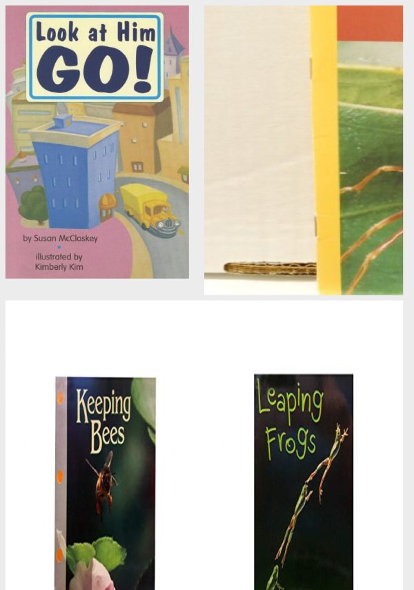 Children's Fun & Educational 4 Pack Paperback Book Bundle (Ages 3-5): READING 2000 LEVELED READER 1.26A LOOK AT HIM GO! Scott Foresman Reading: Blue Level, Ants, Keeping Bees Newbridge Discovery Links, Leaping Frogs: Mini Book