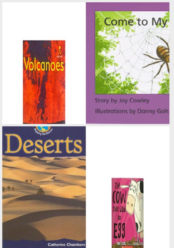 Children's Fun & Educational 4 Pack Paperback Book Bundle (Ages 3-5): Volcanoes Alphakids, Come to My House, Deserts Mapping Earthforms, The Cow That Laid an Egg