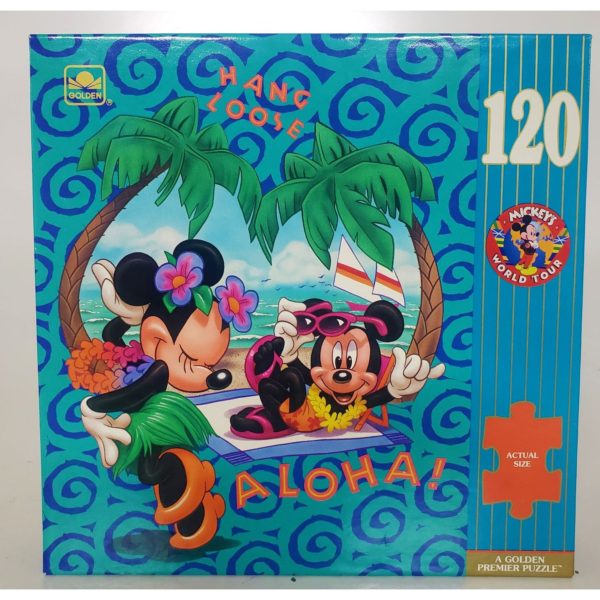 Golden Premier Disney Mickey's World Tour 1992 US Hawaii 120 Piece Puzzle