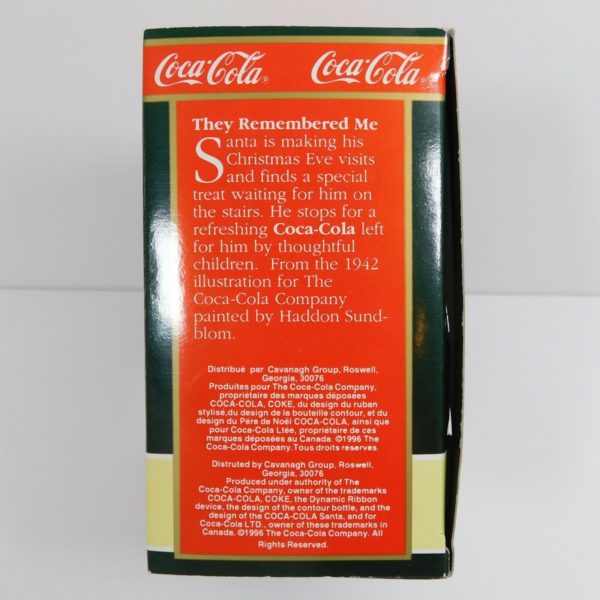 1996 Coca Cola Trim A Tree Collection Ornament "They Remembered Me"  1942 Santa Standing On Steps 4"