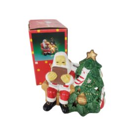 Vintage 1991 Artmark Santa Tealight Candle Holder 5" - Lights Christmas Tree