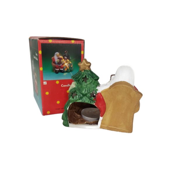 Vintage 1991 Artmark Santa Tealight Candle Holder 5" - Lights Christmas Tree