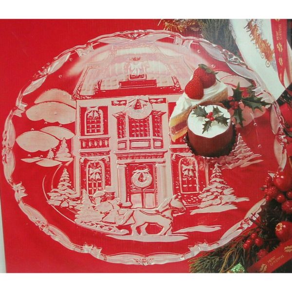 Mikasa "Winter Wonderland" Glass Round Hostess Platter 15" SA 838/313 Germany