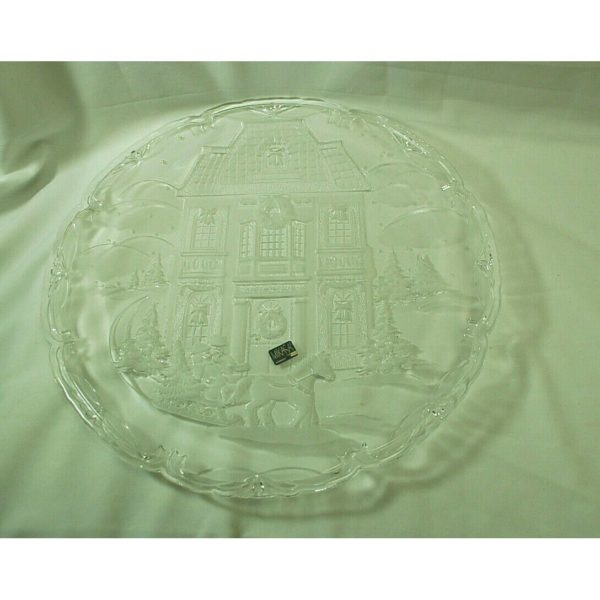 Mikasa "Winter Wonderland" Glass Round Hostess Platter 15" SA 838/313 Germany