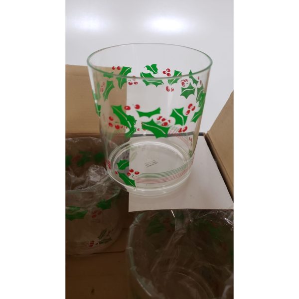 Vintage 1980s Acrylic Rocks Drinkware Holly Berry Pattern 14 oz. Set of 4 No. 9226