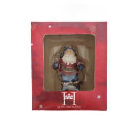 Huntington Resin Christmas Ornament - Swedish Skiing Santa Cross Country 5"