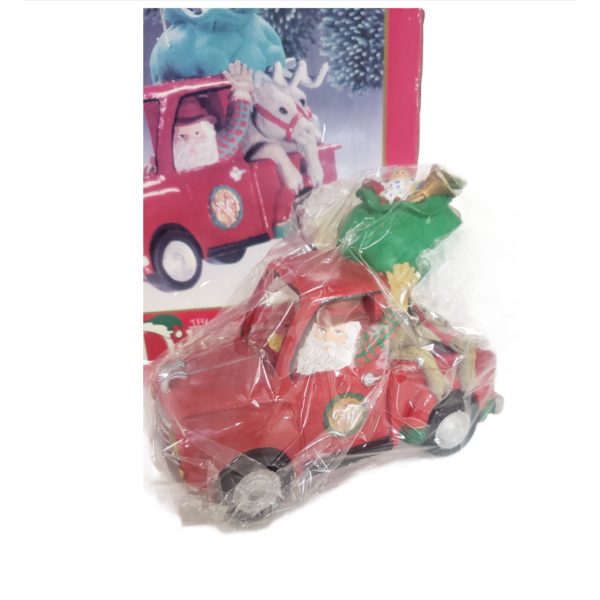 Dillard's Santa In Pickup w/ Reindeer Ornament 6" x 5"