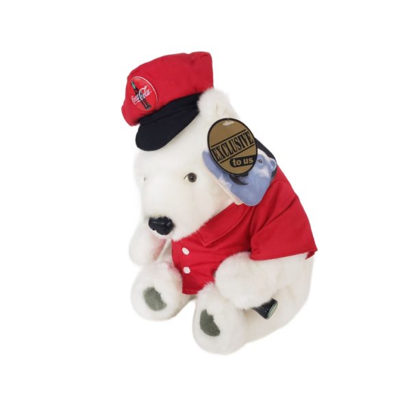 1999 Coca-Cola Polar Bear Delivery Driver Red Jacket Hat 12" Plush Rare