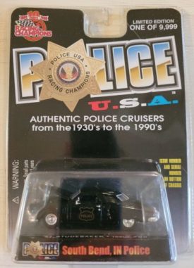 1999 Racing Champions Police USA 1951 Studebaker South Bend, IN Police Car Diecast 1:64 Scale