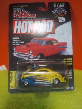 1998 Racing Champions Hot Rod Mag 1937 Ford Yellow/Blue Custom Diecast 1:58 Scale