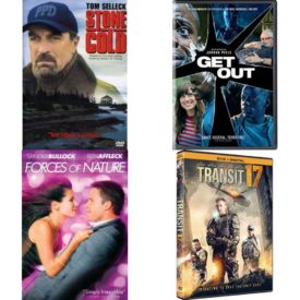 DVD Assorted Movies 4 Pack Fun Gift Bundle: Stone Cold No. 2 in Jesse Stone Series  Get Out    Forces of Nature  Transit 17