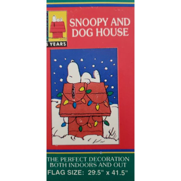 1996 Peanuts Snoopy and Dog House Christmas House Flag 29.5 x 41.5 Inches #47981