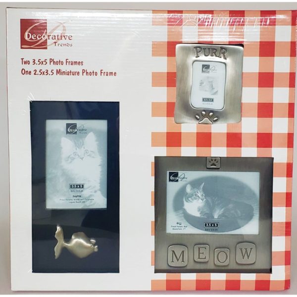 Decorative Trends Pet Gift Pack Cat Photo Frame Set Pewter by Wilton