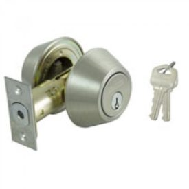 ProSource Single Cylinder Deadbolt, 2-3/8 - 2-3/4 In Backset, 2-3/16 X 1-11/16 In Stainless Steel Finish