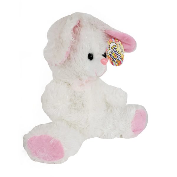 Cuddly Cousins Easter Bunny Plush Floppy Rabbit White Pink 9"