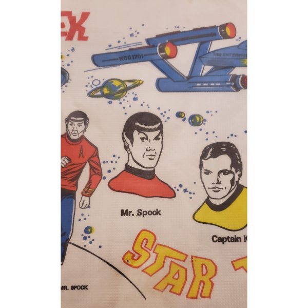 Vintage 1970 Tuttle Star Trek Paper Table Cover Spock Kirk McCoy 54 x 88 Inches