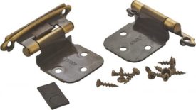 Cabinet Hinge Variable Overlay Hinge Antique Brass 2 Pack Self-Closing Face Mount Cabinet Door Hinge