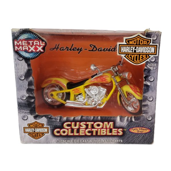 Metal Maxx Harley Davidson FLSTF FAT BOY 1:17 Replica Yellow Red Tribal