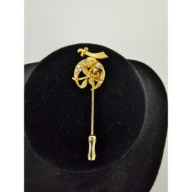 Vintage Shriner Daughters of the Nile Gold Tone & Rhinestone Scimitar Stick Pin