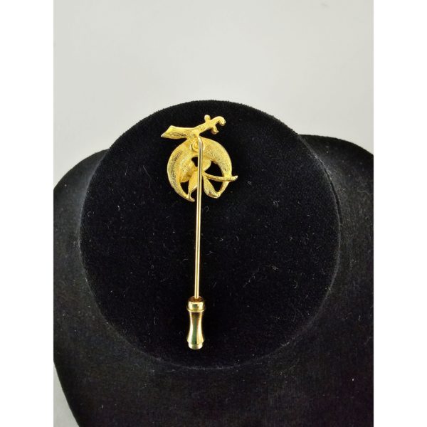 Vintage Shriner Daughters of the Nile Gold Tone & Rhinestone Scimitar Stick Pin