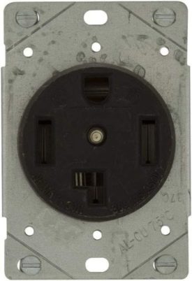 EATON 1257-SP Flush Mount Dryer Power Receptacle, 3P, 4-Wire, 30A, 125/250V, Black