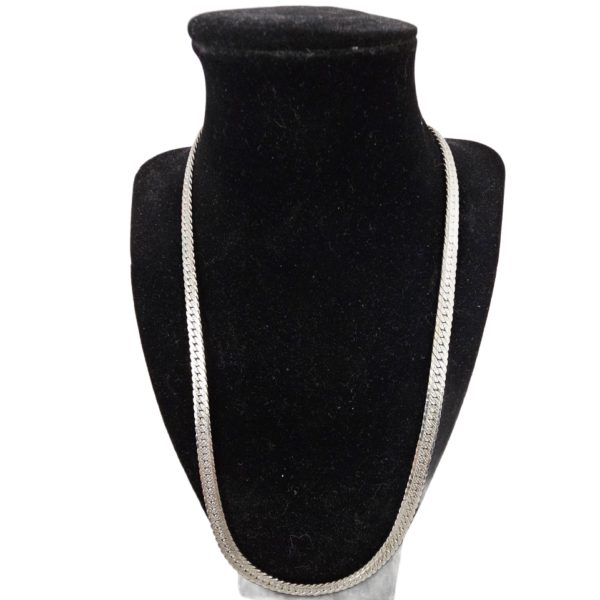 Stainless Steel 1/4 Inch Wide (6mm) Flat Herringbone Chain Necklace 22 Inch