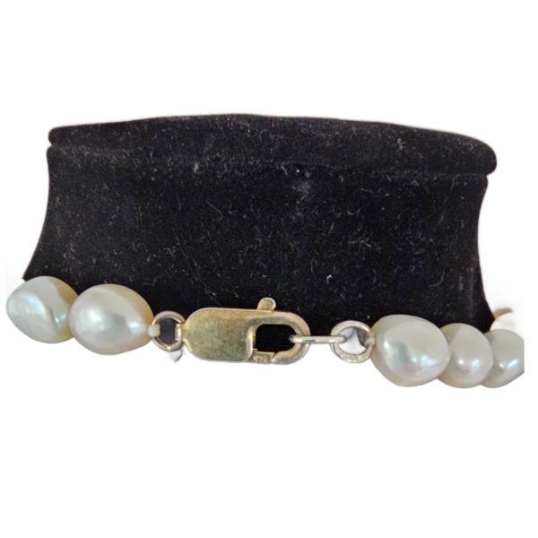 Vintage White 7-8mm Pearl Necklace Sterling Silver Lobster Clasp 17 Inch