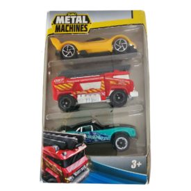 Zuru Metal Machines 1:64 Die Cast Cars 3-Pack - "Rush" High Perf, "Inferno" Fire Truck, "Cadet" Off-Road Car