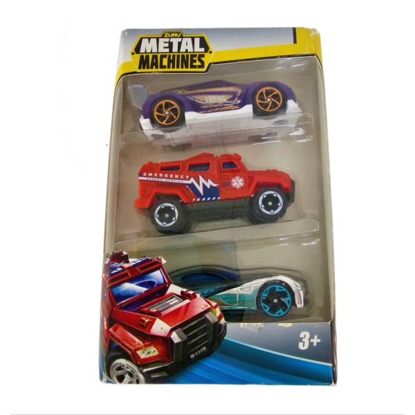 Zuru Metal Machines 1:64 Die Cast Cars 3-Pack - "Toxic" High Perf, "Epic" Rescue, "Typhoon" Import Race Car