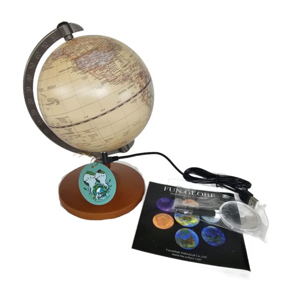 Fun Globe 5 inch Dia. Illuminated Rechargeable Globe with Touch Light (Tan)