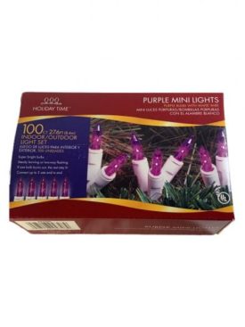 Holiday Time 100ct Purple Mini String Light Set White Wire Indoor/Outdoor 27.6 ft.