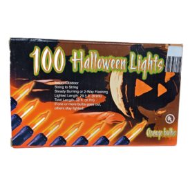 100ct Halloween Orange Mini String Light Set Black Wire Indoor/Outdoor 32 ft.