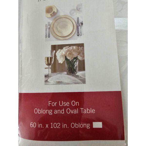 Town & Country Everything Table Set Fabric White 60x102 Oblong Tablecloth, Vinyl Table Pad, 8 Napkins