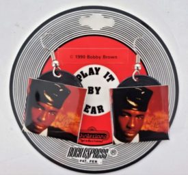 Vintage 1990 Bobby Brown Rock Express / Play It By Ear Album Cover Earrings (NOS)