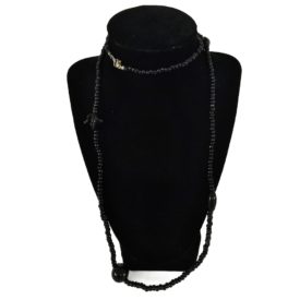 Vintage Black Beaded Necklace 35 Inch