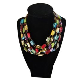 Erica Lyons Multi-colored Abalone Layered Stand Necklace 16 Inch w/ 3 Inch Extender