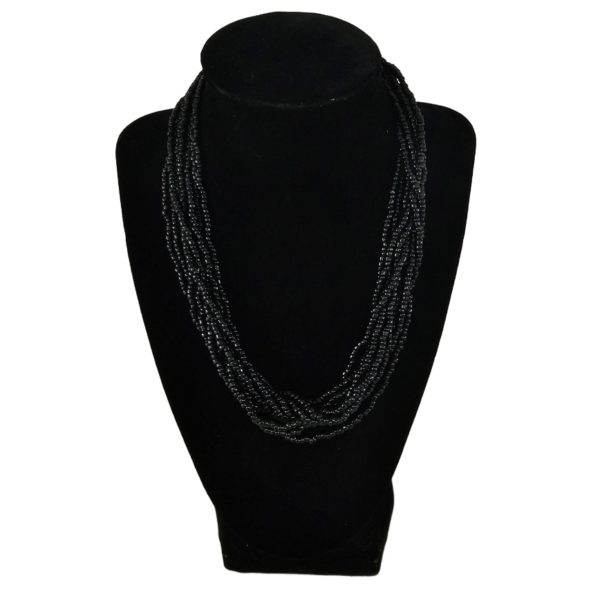 Vintage Black Seed Bead Rope Necklace 20 Inch