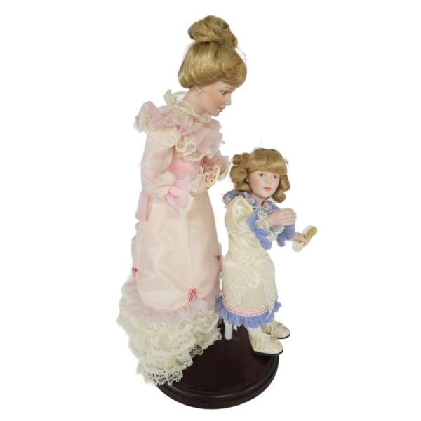 Vintage 1989 Danbury Mint "Mother's Loving Touch" Mother and Daughter Porcelain Doll Set